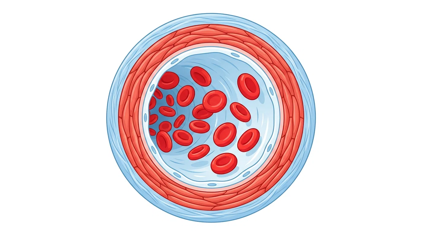 Illustration of healthy blood vessel with free-flowing circulation